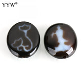 High Natural Tibetan Dzi Beads Flat Oval Double-Sided for DIY Jewelry