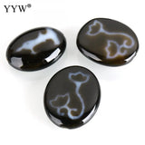 High Natural Tibetan Dzi Beads Flat Oval Double-Sided for DIY Jewelry