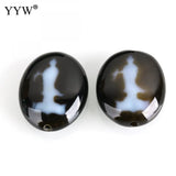 High Natural Tibetan Dzi Beads Flat Oval Double-Sided for DIY Jewelry