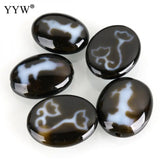 High Natural Tibetan Dzi Beads Flat Oval Double-Sided for DIY Jewelry