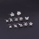 20G Stainless Steel CZ Nose Studs for Women - L-Shaped Nose Ring
