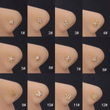 20G Stainless Steel CZ Nose Studs for Women - L-Shaped Nose Ring