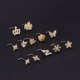 20G Stainless Steel CZ Nose Studs for Women - L-Shaped Nose Ring