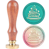 25mm Happy Birthday Wax Sealing Stamp with Brass Head and Wooden Handle