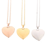 Heart Shaped Photo Picture Frame Locket Pendant Necklace Jewelry Couple Gift