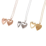 Heart Shaped Photo Picture Frame Locket Pendant Necklace Jewelry Couple Gift