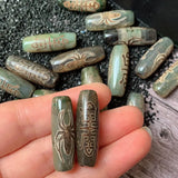 30mm Spider Tibetan Dzi Agates Beads Buddha Jewelry Healing Grey Green Agat Ston