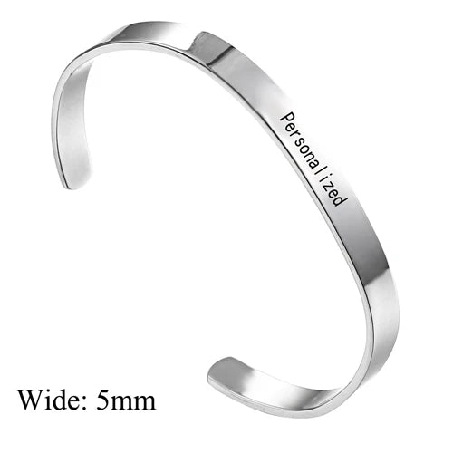 Personalized Stainless Steel Name Engraved Cuff Bracelet