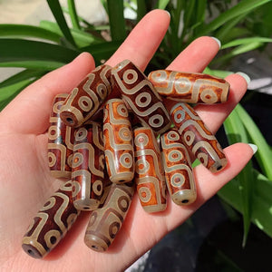 40mm Vintage Brown Nine Eyes Natural Tibetan Dzi Agates Beads Buddha Jewelry