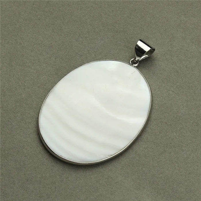 Big Round Natural Mother of Pearl Shell Pendant Charm for DIY Necklace