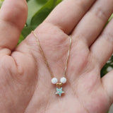 6mm Opal Star Necklace 925 Sterling Box Chain Blue/Purple/Mint
