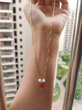 925 Sterling Opal Heart Necklace with Box Chain - Yellow/Purple/Red Opal Heart