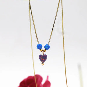 6mm Yellow/Purple/Red Opal Heart Pendant Necklace 925 Sterling Box Chain