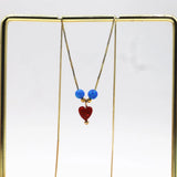 6mm Yellow/Purple/Red Opal Heart Pendant Necklace 925 Sterling Box Chain