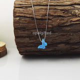 925 Silver Snow Butterfly Fire Opal Necklace Animal Pendant Gift