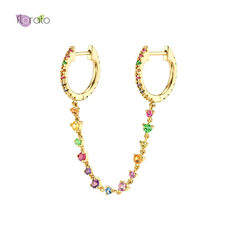 Colorful Crystal Chain Pendant Earrings for Women