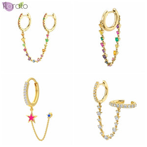 Colorful Crystal Chain Pendant Earrings for Women