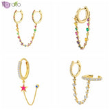 Colorful Crystal Chain Pendant Earrings for Women