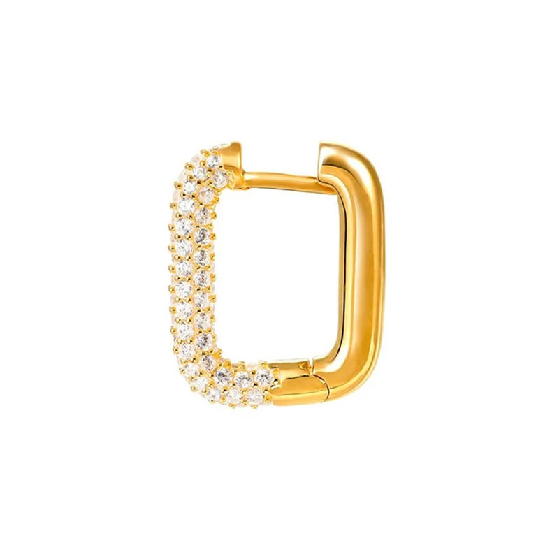 925 Silver Hoop Earrings Crystal Pave Rainbow Women Jewelry
