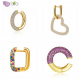 925 Silver Crystal Hoop Earring Huggie Piercing Jewelry