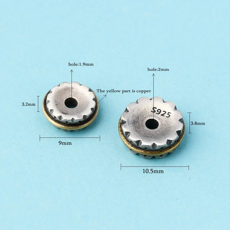 925 Sterling Silver Gear Wheel Spacer Charm Beads for Bracelet Making