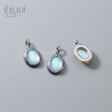 925 Sterling Silver Oval Charm Pendant for DIY Jewelry Making