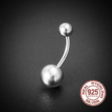 925 Silver Round Belly Button Ring 14G Navel Body Piercing Jewelry