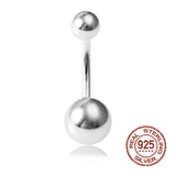 925 Silver Round Belly Button Ring 14G Navel Body Piercing Jewelry