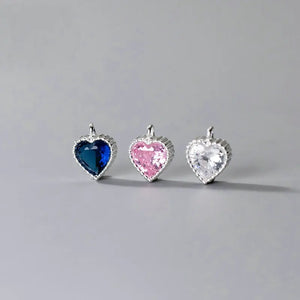 925 Silver Zircon Heart Charm Pendant for DIY Jewelry Making