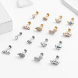 G23 Titanium Moon Flower Flat Back Zircon Cartilage Earring