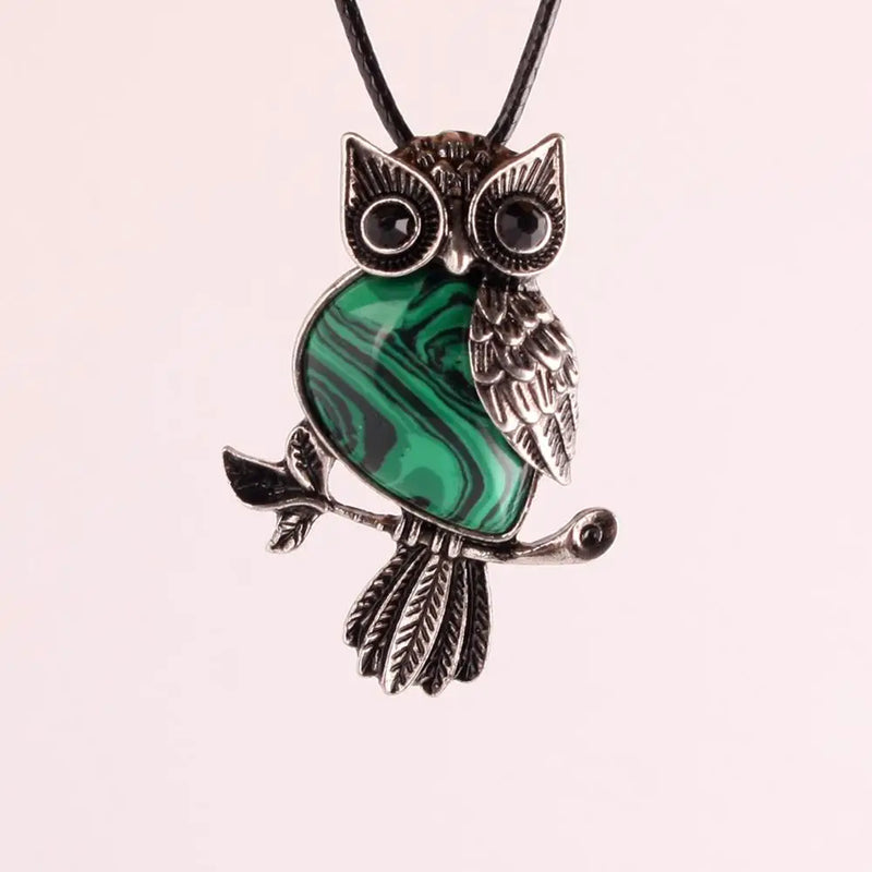 Amethysts Owl Necklace Pendant Reiki Pendulum for Charm