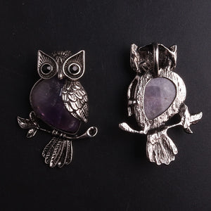 Amethysts Owl Necklace Pendant Reiki Pendulum for Charm