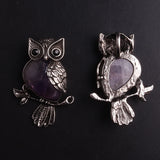 Amethysts Owl Necklace Pendant Reiki Pendulum for Charm