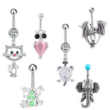 Animal Series Navel Belly Piercing 14G Butterfly Lizard CZ Belly Button Rings