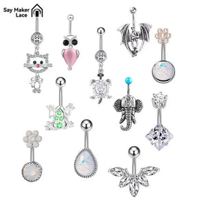 Animal Series Navel Belly Piercing 14G Butterfly Lizard CZ Belly Button Rings