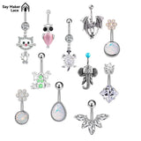 Animal Series Navel Belly Piercing 14G Butterfly Lizard CZ Belly Button Rings
