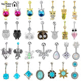 Owl Navel Belly Piercing Ombligo 14G Surgical Steel Butterfly