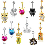 Owl Navel Belly Piercing Ombligo 14G Surgical Steel Butterfly