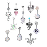 Owl Navel Belly Piercing Ombligo 14G Surgical Steel Butterfly