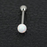 G23 Titanium Tongue Rings Opal Gem Ball 1.6x16mm Body Jewelry 14g