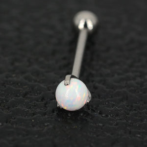 G23 Titanium Tongue Rings Opal Gem Ball 1.6x16mm Body Jewelry 14g