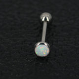 G23 Titanium Tongue Rings Opal Gem Ball 1.6x16mm Body Jewelry 14g