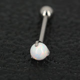 G23 Titanium Tongue Rings Opal Gem Ball 1.6x16mm Body Jewelry 14g