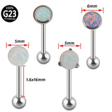 G23 Titanium Tongue Rings Opal Gem Ball 1.6x16mm Body Jewelry 14g