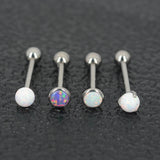 G23 Titanium Tongue Rings Opal Gem Ball 1.6x16mm Body Jewelry 14g