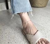 925 Sterling Silver Golds Chain & Leaf Branch Anklet Bracelet