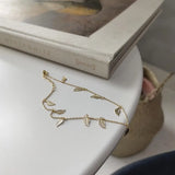 925 Sterling Silver Golds Chain & Leaf Branch Anklet Bracelet