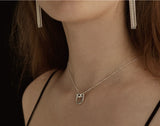 925 Silver Lucky Ball & Geometric Choker Necklace Pendant TLX946