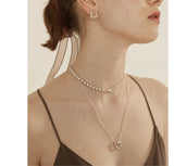 925 Silver Lucky Ball & Geometric Choker Necklace Pendant TLX946