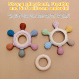 Baby Teething Toy Silicone Rudder With Wooden Ring Teether